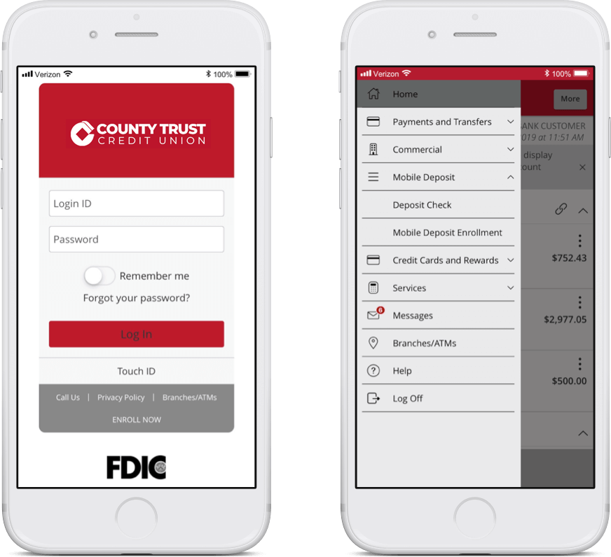 phone with Crawfield Credit Union mobile check deposit app